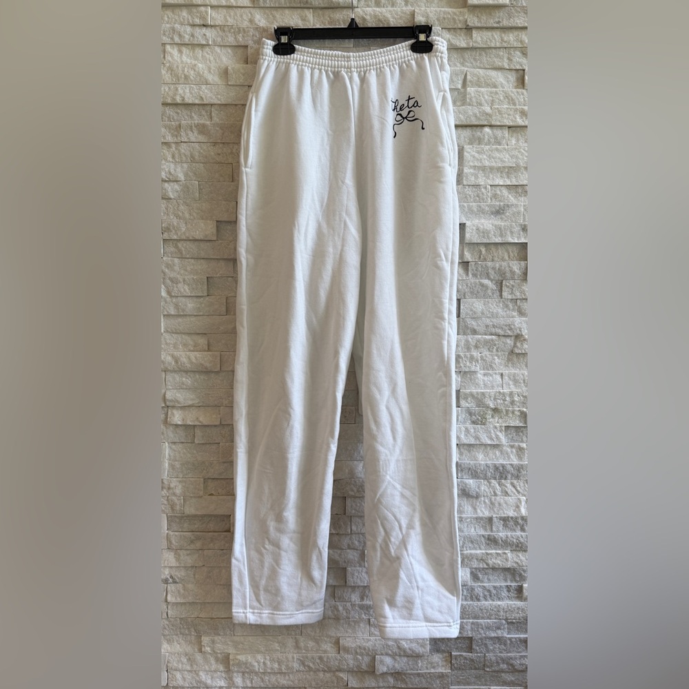 Port & Company Kappa Alpha Theta Fleece Sweatpants ~ White ~ Sz M